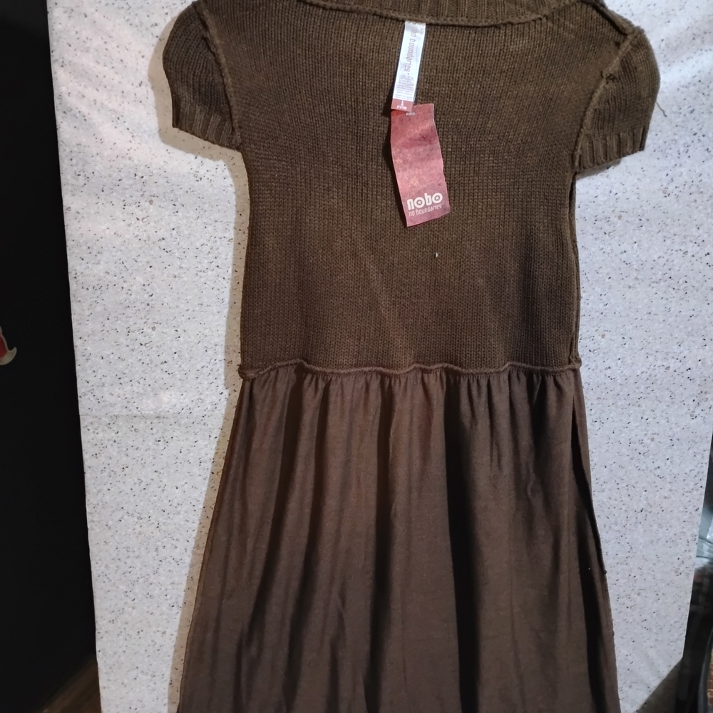 Brown Knit Kids Dress